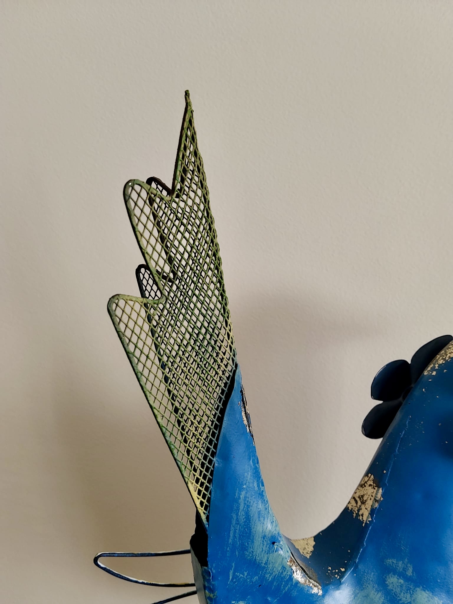 Dekoracyjny ptak metalowy – niebieska figurka w stylu wiosennym 50 cm - obrazek 5
