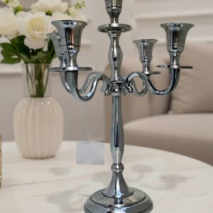 Świecznik pięcioramienny aluminiowy – srebrny
